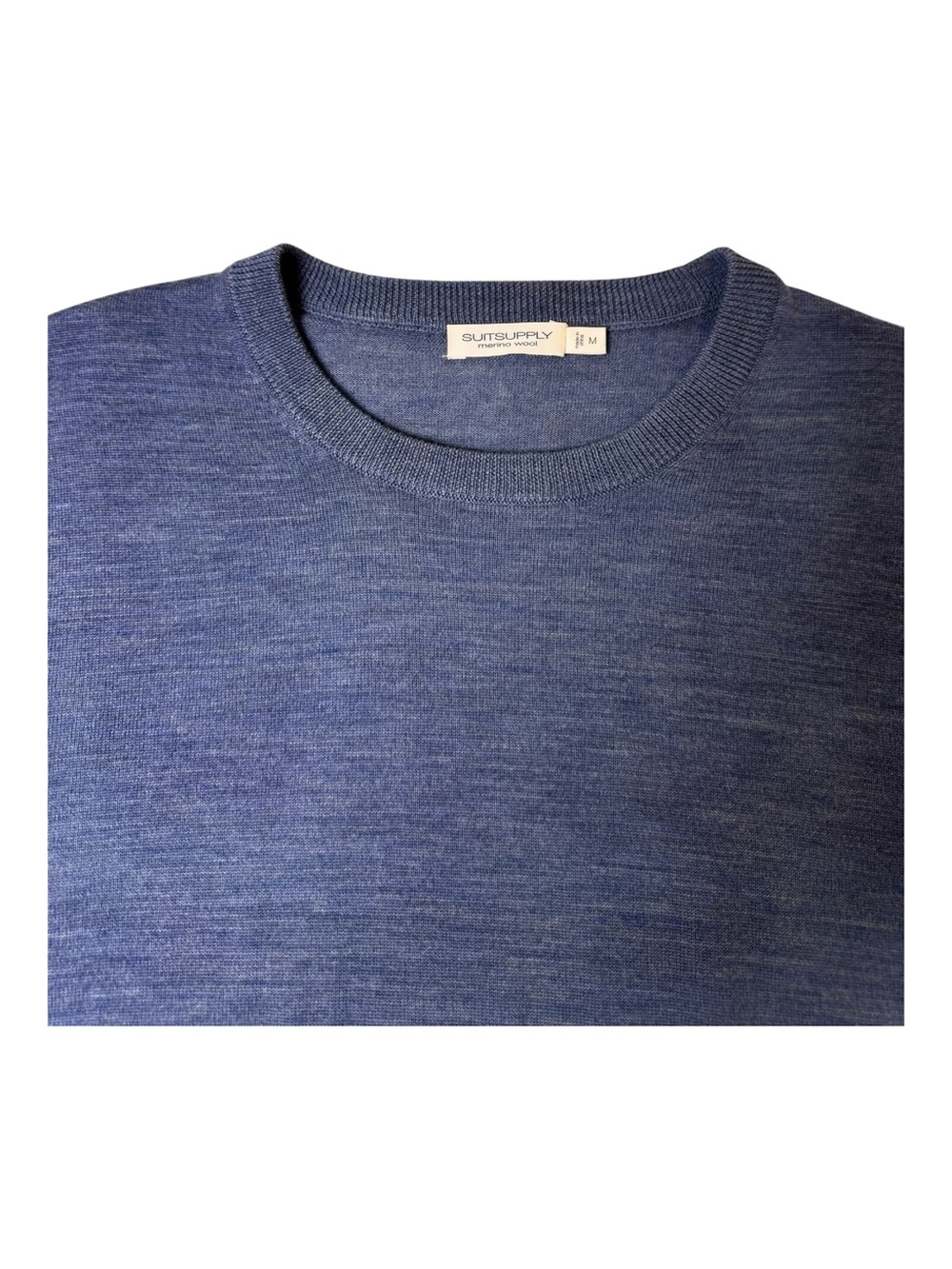 Suitsupply Pure Merino Wool Crewneck Sweater Heathered Slate Denim Blue Men's M - Picture 5 of 6